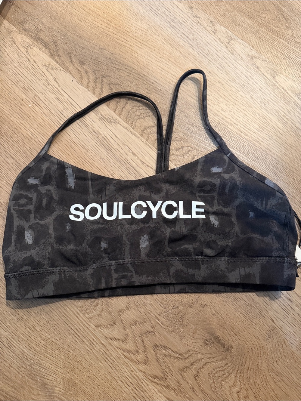 Lululemon SoulCycle Black Leopard-Print Flow Y Bra